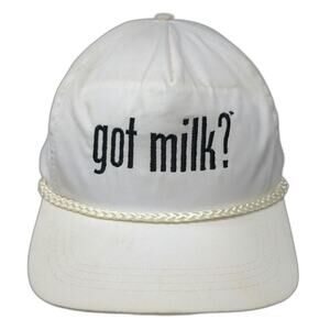 Sportcap 5 Panel White One Size Hat got milk? Slogan Rope Detail Strapback